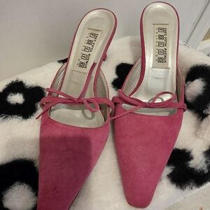 Saks Fifth Avenue Fuchsia Suede Mules